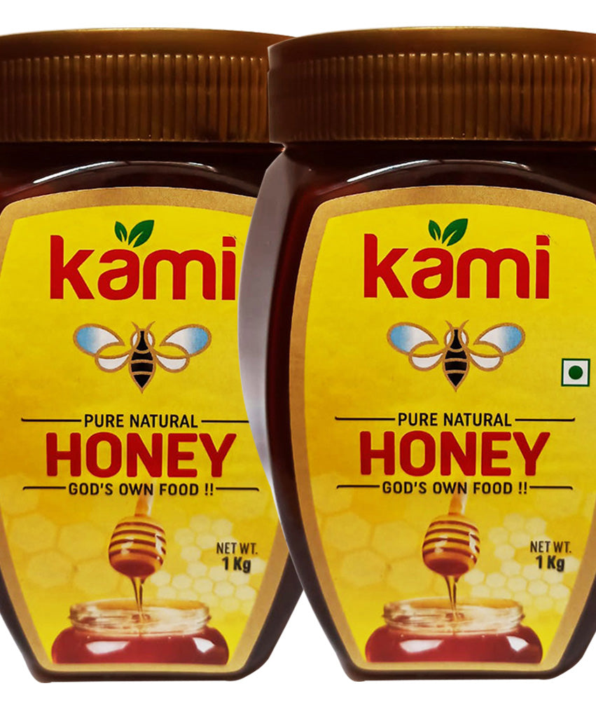 Kami Honey - 1kg + 1kg | 100% Pure | World's No.1 Honey Brand with No Sugar Adulteration | For Fitness & Health | Natural Immunity Booster | 100% Indigenous | Rich in Antioxidants & Minerals